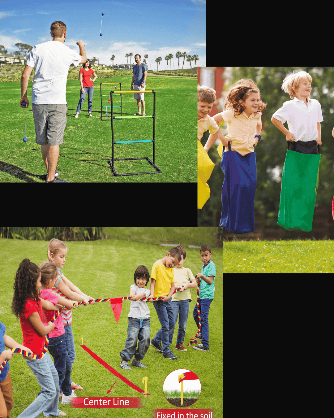 Ladder Toss, Tug of War Rope and Potato Bag Race Combo