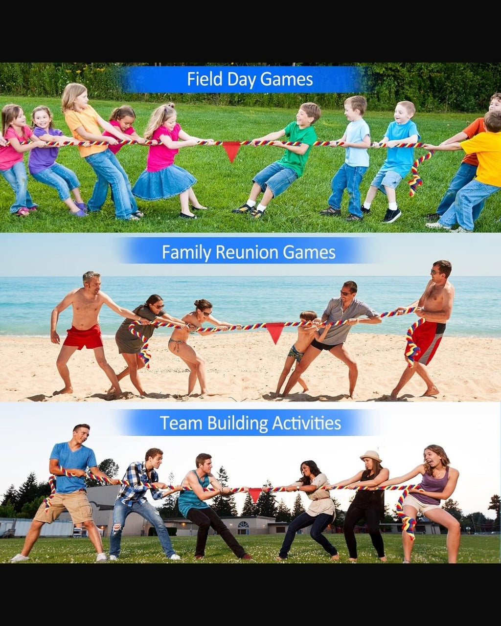 Ladder Toss, Tug of War Rope and Potato Bag Race Combo