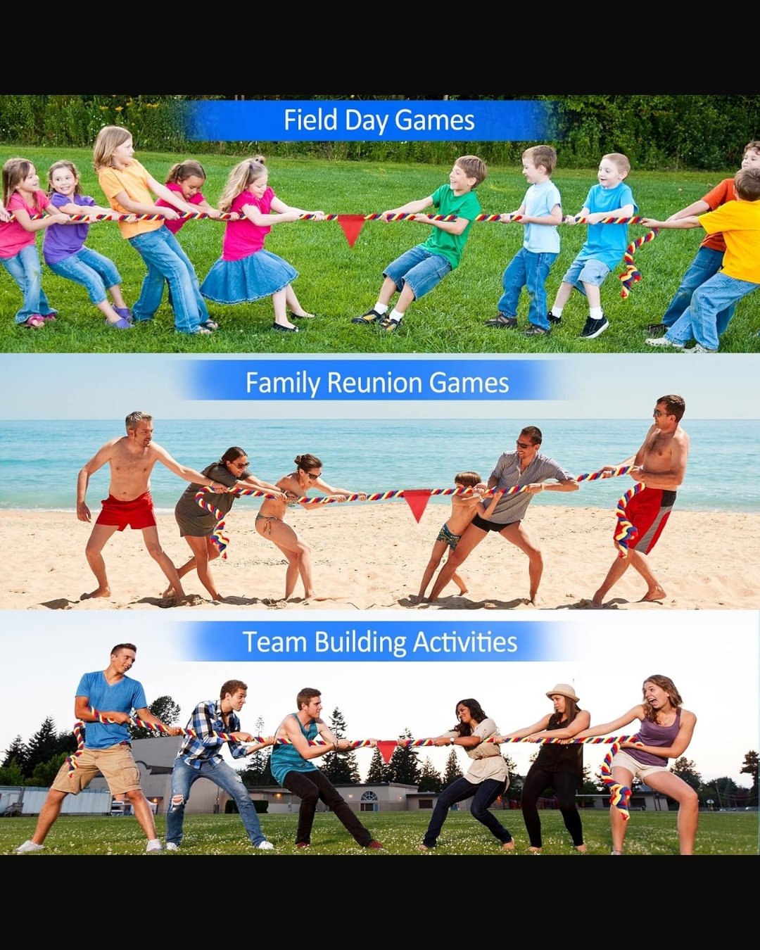 Ladder Toss, Tug of War Rope and Potato Bag Race Combo